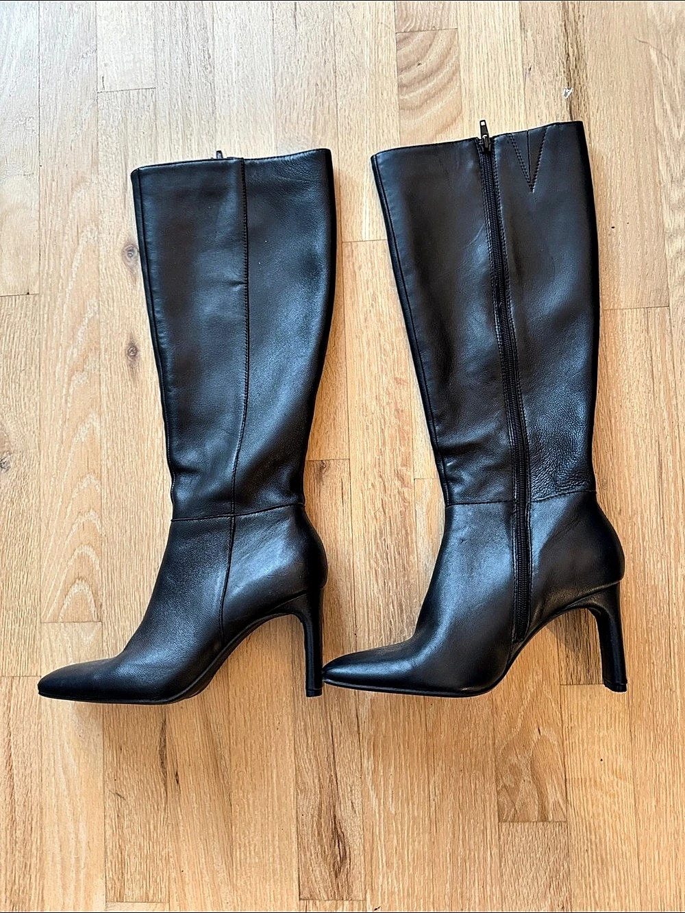 Alfani  Step Flex  Leather Knee High Heels Black US 7.5 M
